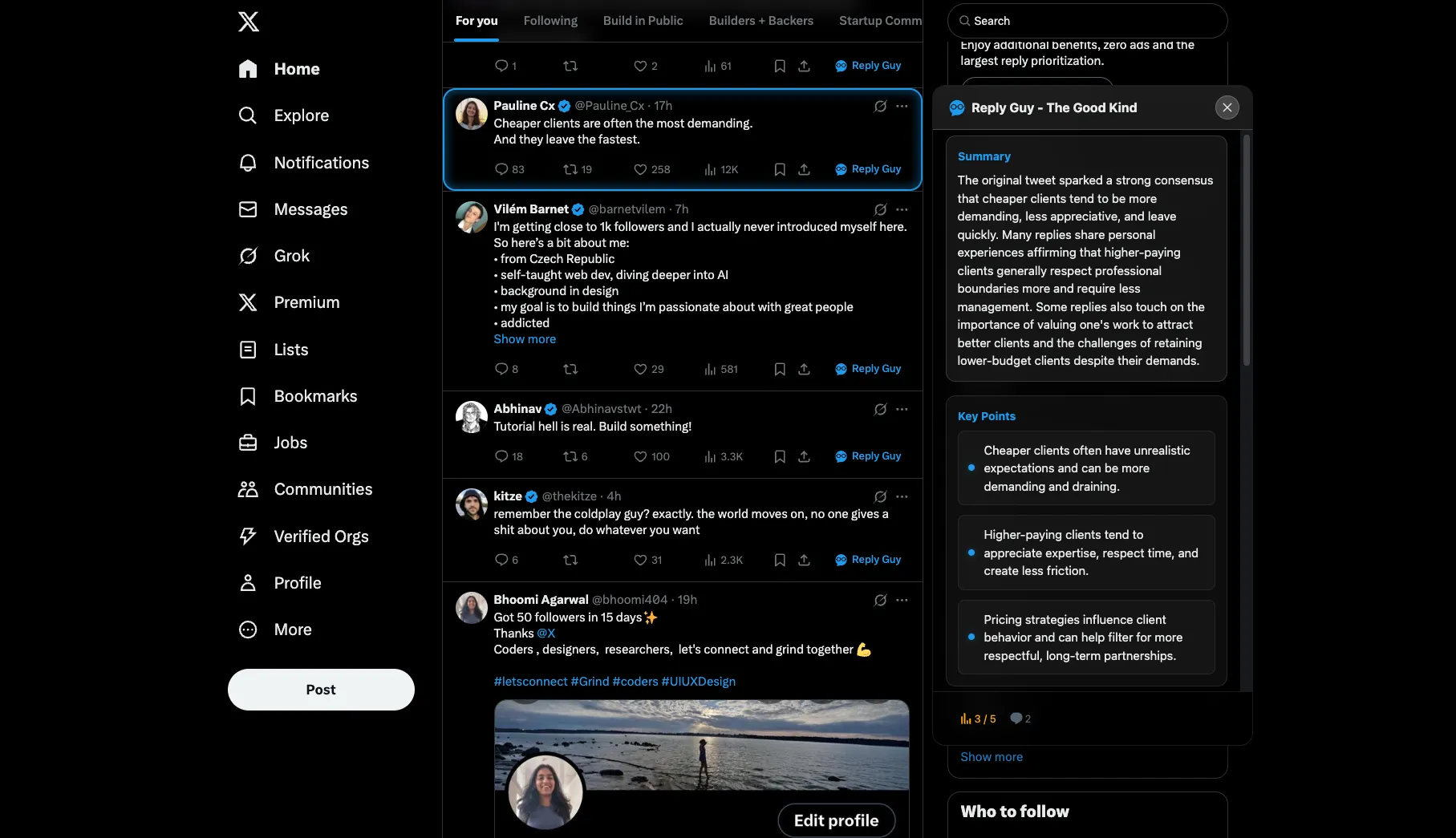 Reply Guy extension interface